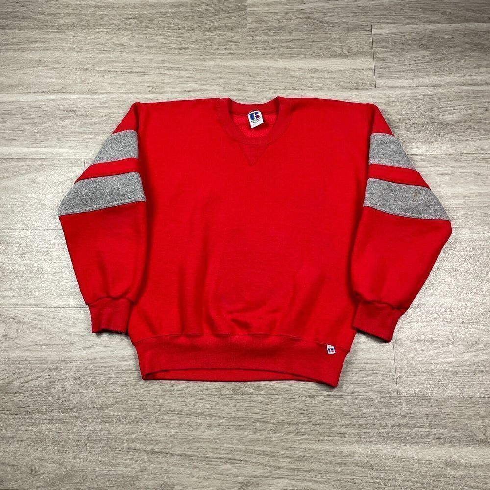 Vintage Russell Athletic Sweatshirt Mens Large Red Blank 90s Retro